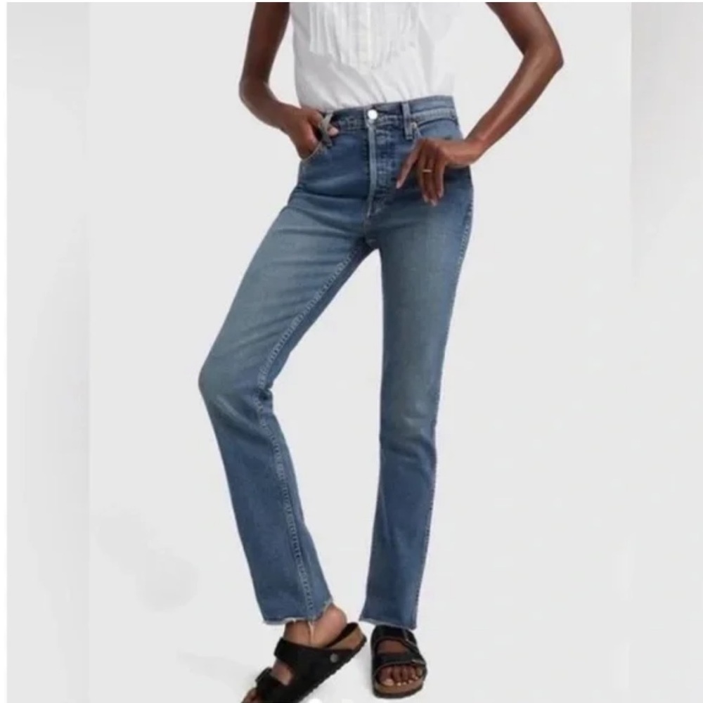 NWT RE/DONE Redone Double Needle Long Straight Denim Jeans Mid 80’s 80s Wash
